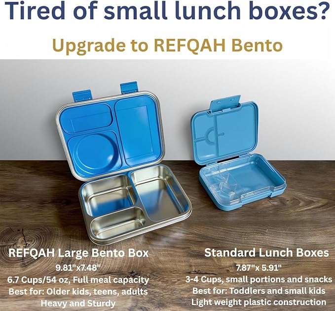 Stainless Steel Bento Lunch Box with 8 oz Insulated Food Jar – 54 oz – Leak-Resistant 3-Compartment Kids & Adult Metal Meal Container with Silicone Container and Thermo for Work & School, BPA-Free