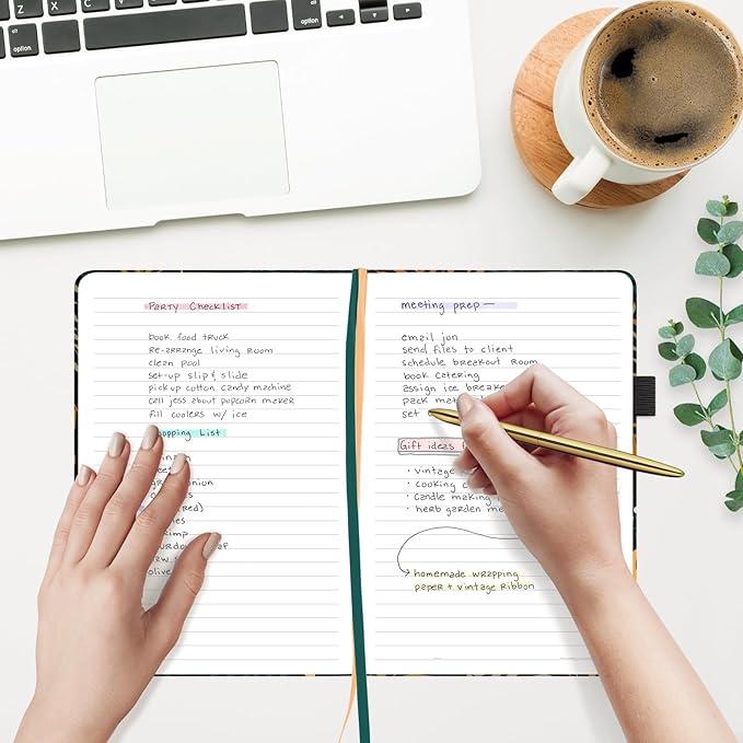 &And Per Se Hardcover Notebook – A5 5.7"x8" College Ruled, 160 Pages, 100gsm Thick Paper – Aesthetic Journal for Women, Gift-Ready Planner, Everyday Writing Notebook (Lunar Leaf)