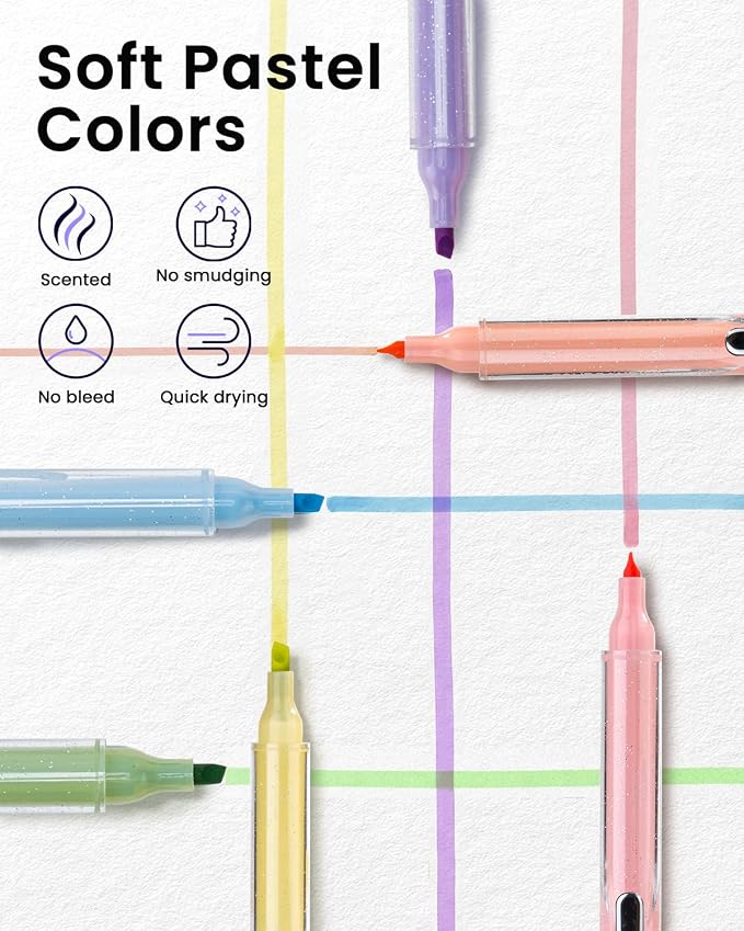 Four Candies Multicolor Pens and Highlighters Set,12 Pack | Macarons Journaling Pens Set for Note Taking,Planners &Journaling, Back to School Supplies & Nurse Accessories for Work