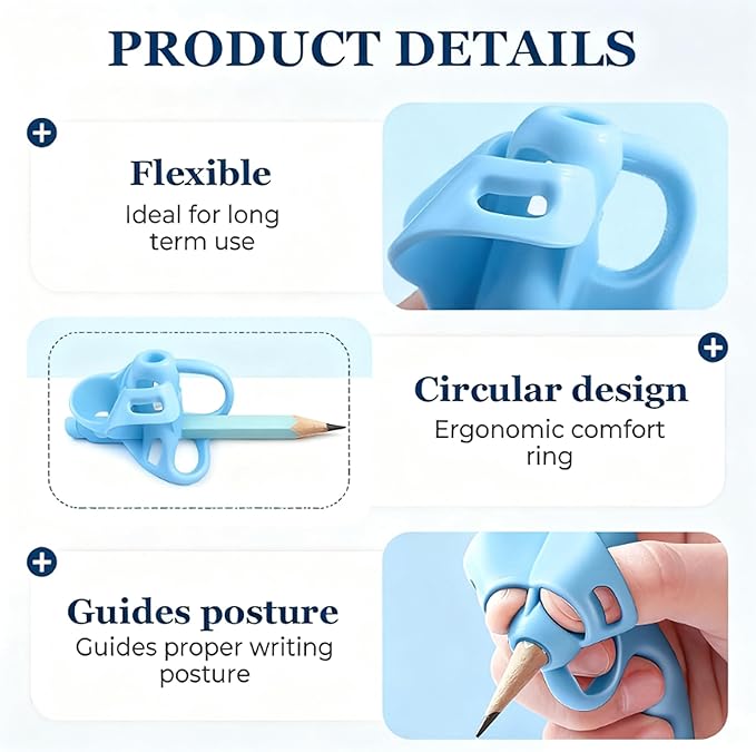 Pencil Grips for Kids Handwriting, Children's Calligraphy Silicone Pencil Grip Comfortable Pencil Grippers, Posture Correction Training Writing Aid for Beginners for Kids Preschools Students (8)