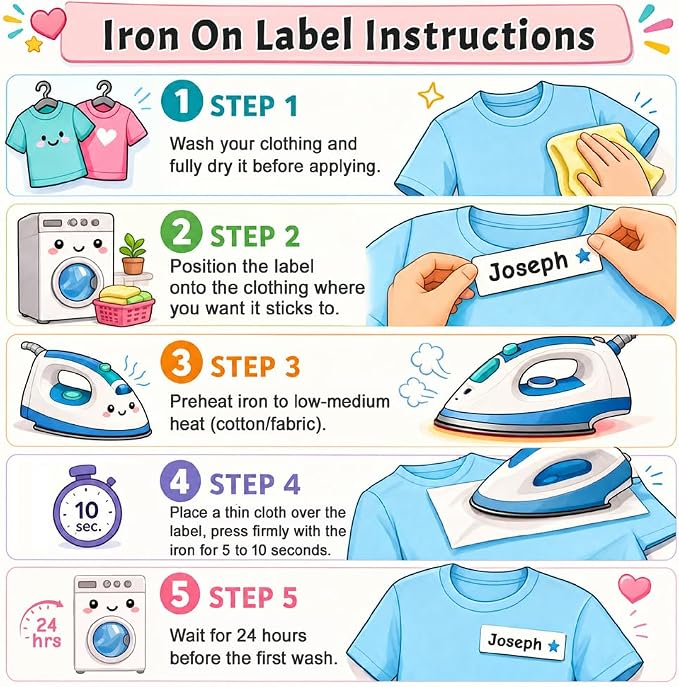 30-200 Custom Logo Iron on or Sew on Labels, Personalized Sewing Labels, Washable Fabric Tags for Handmade, Knitting, Clothing, Quilting and Sewing Crafts, Custom Name Tags for Clothes