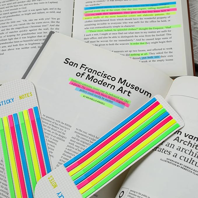 640Pcs Highlighter Tape Highlighter Stripe, Long Page Tabs, Transparent Sticky Page Markers Tabs, Colorful Page Markers Sticky, Index Tabs, Book Tabs for Annotating Books, Page Tape for Index Note