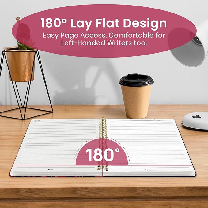 Taja Lined Spiral Journal Notebook for Women, Pretty College Ruled Notebook for Work & Note Taking, A5 Hardcover Journal for Writing, Cute Aesthetic 140 Pages, Lunar Flight