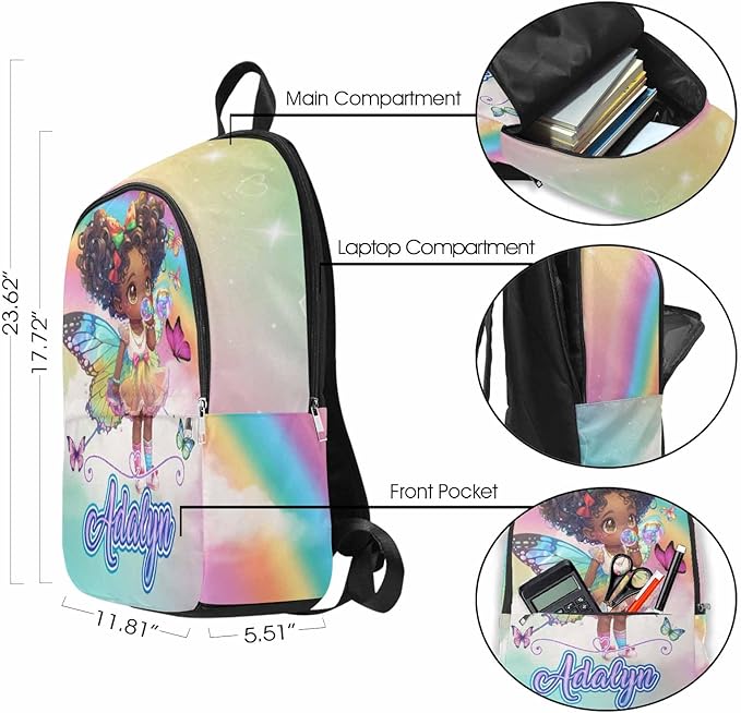 M YESCUSTOM Custom Girls Backpack Personalized School Bookbag with Lunch Bag Kids Backpacks for Boys Elementary Preschool Cute Book Bag Daypack Travel Bag Water Bottle
