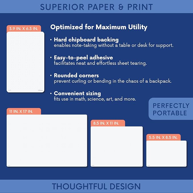 Notsu Dot Grid Small Desk Notepad 2 Pack, 3.9" x 6.3"