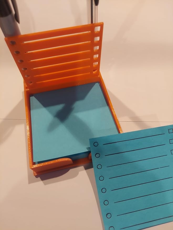 Sticky Note Holder w/Stencil (Orange)