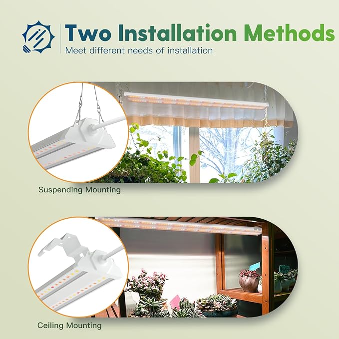 FREELICHT 1Pack 4FT Grow Light for Indoor Plants, 60W=350W, Full Spectrum | Linkable LED Grow Light, Sunlike Plant Lights for Hydroponic Seed Starting Veg & Indoor Gardeners, Plug in with On/Off Switch