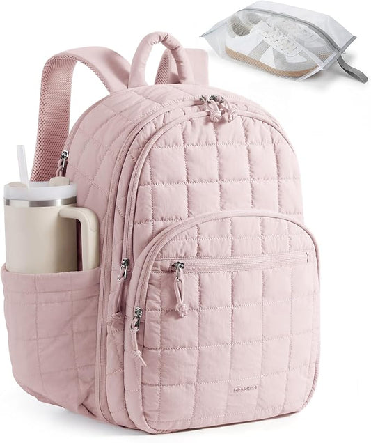BAGSMART Travel Backpack for Women, 17.3" Carry on Backpack, Blush | Airline Approved Personal Carry-on Size, Shoe Bag & TSA-approved Toiletry Bag, Trolley Sleeve, Water-Resistant