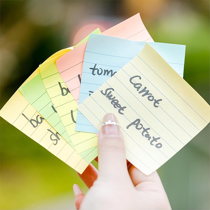 Mr. Pen- Lined Sticky Notes, 3" x 3", 6 Pads, 45 Sheets/Pad, Pastel Color, Sticky Notes with Lines, Ruled Post Stickies, Memo Pads, Self-Stick Note Pad for Office, School, Home, Study
