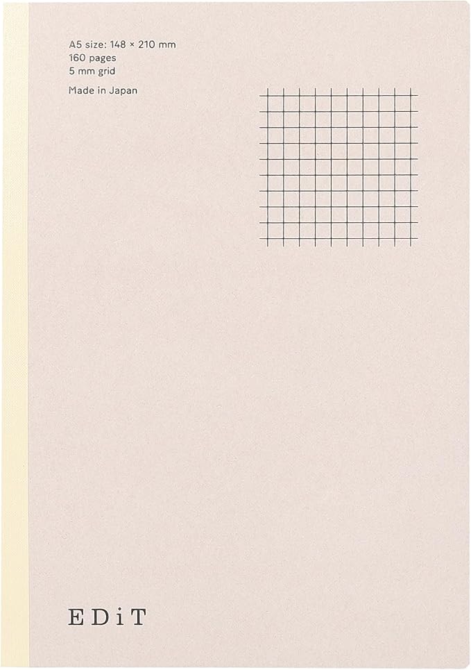 MARK'STYLE EDiT Designed for Clear Thinking, Thin, Lightweight, and Smooth to Write On” — 160-Page Notebook (A5 (5mm Grid))