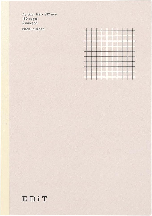 MARK'STYLE EDiT Designed for Clear Thinking, Thin, Lightweight, and Smooth to Write On” — 160-Page Notebook (A5 (5mm Grid))