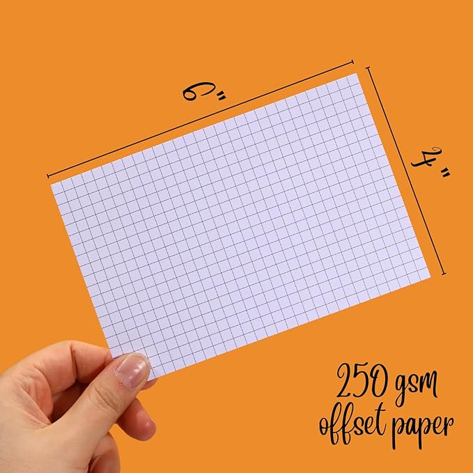 Extra Heavyweight Grid Index Cards 4x6 Inch 92lb Weight Double Sided Graph Ruled Notecards Thick Flash Cards for Note-Taking, Studying, and Organization, Ideal for School, Home and Office - 50 Count