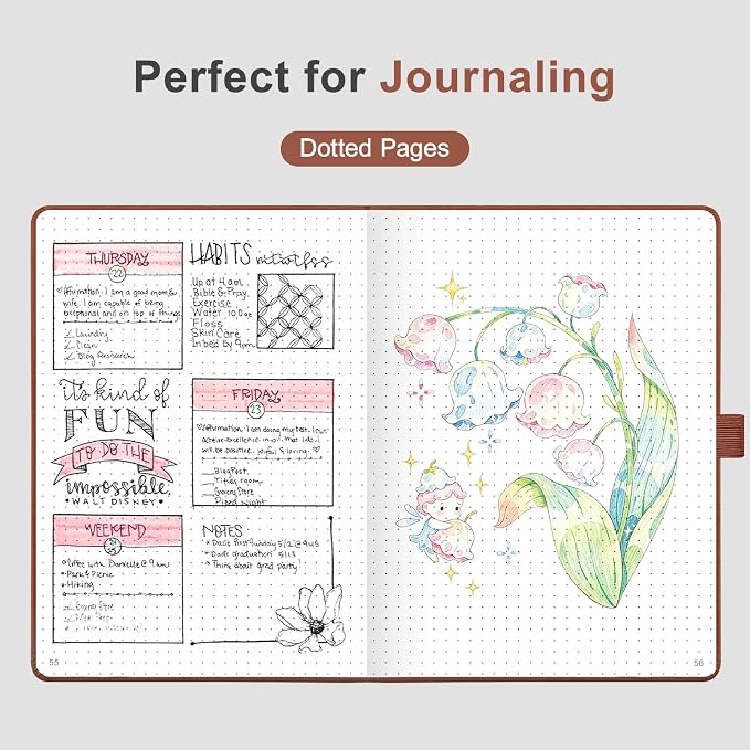 AHGXG Dotted Journal Notebook, 160 Numbered Pages, A5 Size (5.7'' x 8.3'')