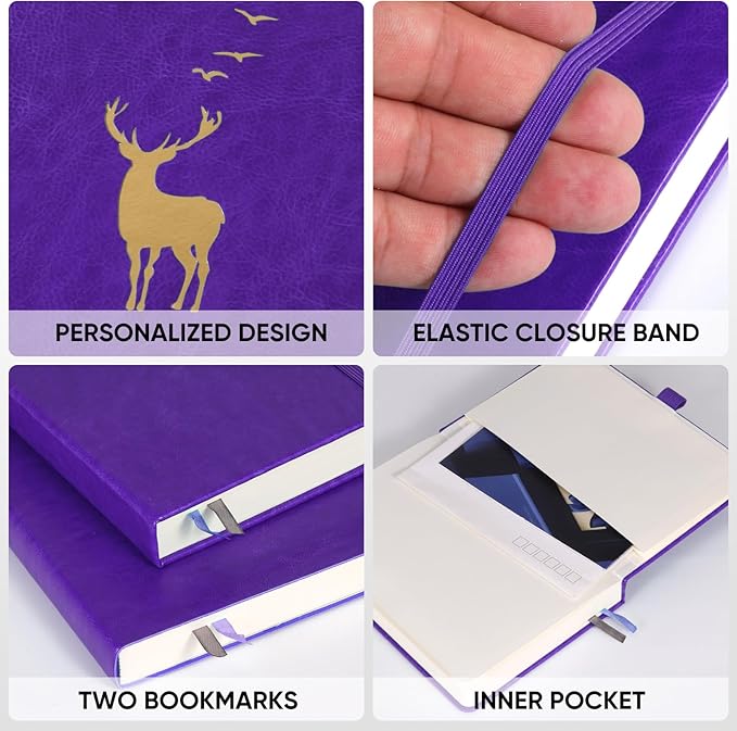 College Ruled Journal Notebook- 312 Pages A4 Softcover Large Journal, 100GSM Thick Paper, Leather Journal for Women Men Work School, 8.5''×11''-Purple