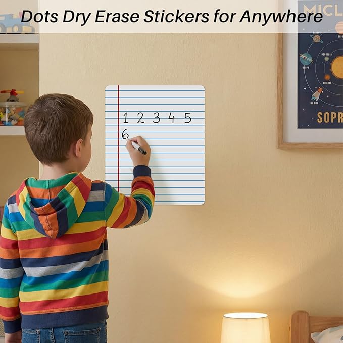 Lincia 12 Pcs Dry Erase Whiteboard Stickers for Classroom Table Classroom Decor Colorful Stickers for Whiteboard Wall Decor Removable Dry Erase Circles for School Teacher Supplies(Rule, Simple)