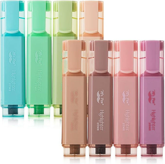 Mr. Pen- Highlighters, 8 Pack, Vintage Colors, Highlighters with Firm Chisel Tip, Quick Dry & Non-Toxic, No Bleed on Standard Paper, Ideal for Highlighting, Underlining, Journaling & Coloring