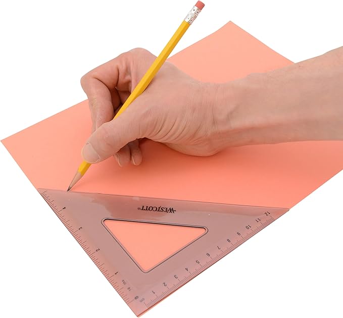 Westcott Triangular Scale Ruler Set, 30/60- and 45/90-Degrees, Back-to-School, School Supplies, Classroom Supplies, 2-Pack