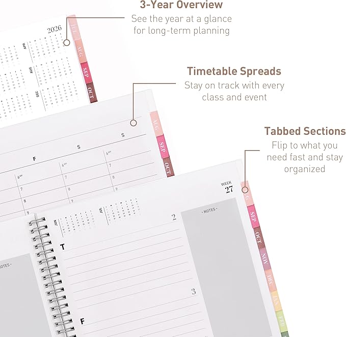 Rileys Academic Planner 2026-2027, Daily, Weekly & Monthly Planner, July 2026 - June 2027, Student Notes Pages, Twin-Wire Binding, Weekly Agenda for School & Work (8.5 x 11-Inches, Chunky, Black)