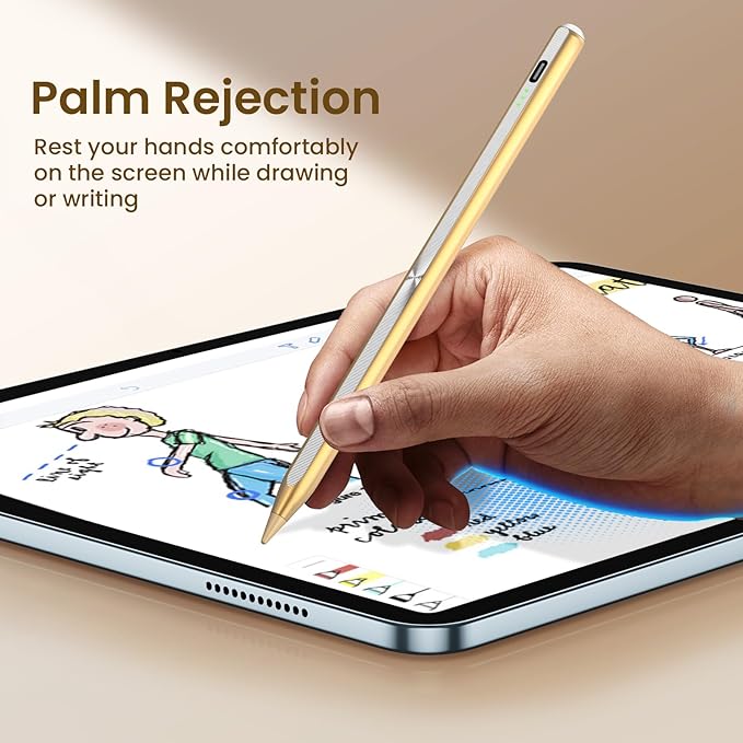 Hastraith Stylus Pen for iPad(2018-2026)-13 Mins Fast Charge with Tilt Sensitivity & Palm Rejection for iPad 11/10/9/8/7/6th Gen, Air 5/4/3/M4/M3/M2, Pro 13"/12.9"/11"/M4, Mini 7/6/5th, Metallic Gold