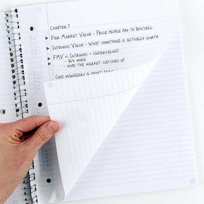 Five Star Insertable Loose Leaf Paper + Study App, 6 Pack, Notebook Paper, College Ruled to Add Pages, Reinforced, 8.5 x 11, 75 Sheets per Pack (170015)