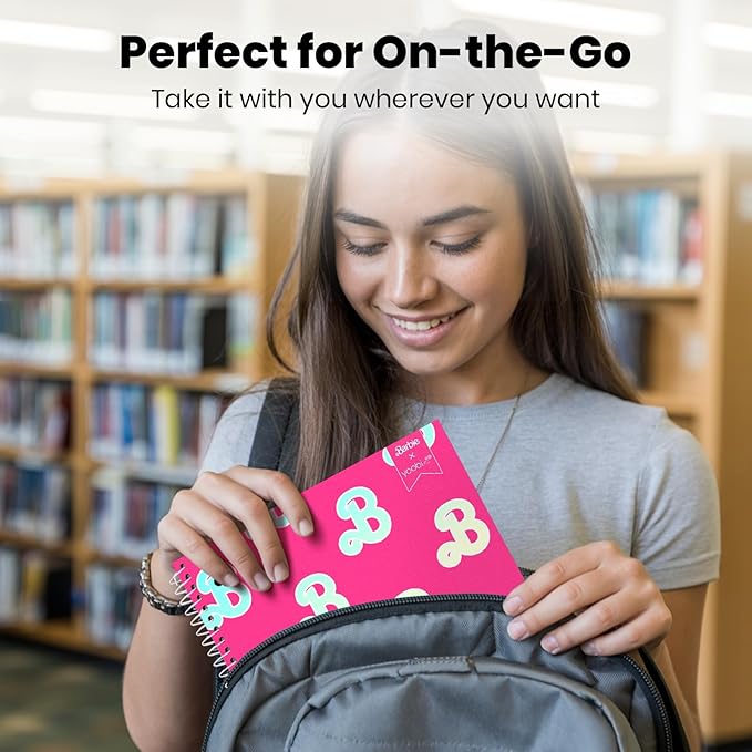 Yoobi Barbie X College Ruled Spiral Notebook Set – 3-Pack of 1 Subject Notebooks, Pink, Blue & Peach Barbie Designs – 100 Perforated 3-Hole Punched Sheets – 10.5” x 8”
