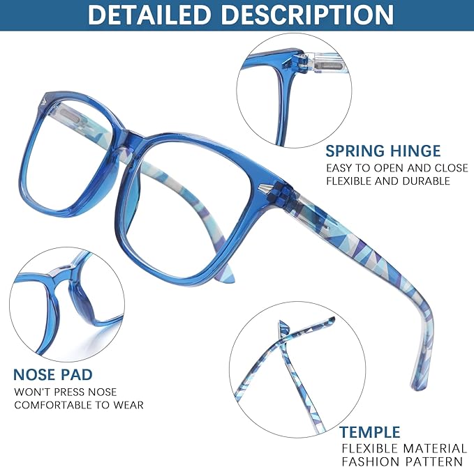 Progressive Multifocus Reading Glasses for Men and Women 4 Pack Computer Blue Light Blocking Multifocus Readers (4 Mix, 2, Diopters)