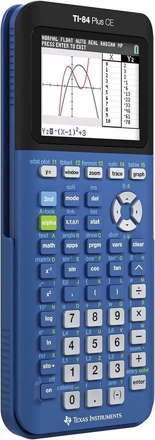Texas Instruments TI-84 Plus CE Blueberry Graphing Calculator (Renewed)