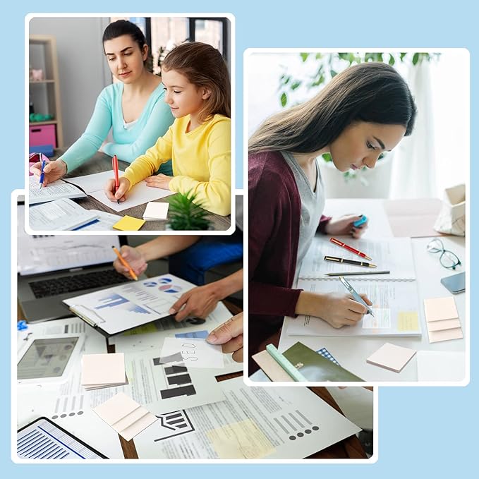 600 Sheet Transparent Sticky Notes, 3" x 3" Clear Sticky Notes Waterproof Self-Adhesive Translucent Sticky Note pad for Books Annotation and Tracing, See Through Sticky Note (12 Pads)