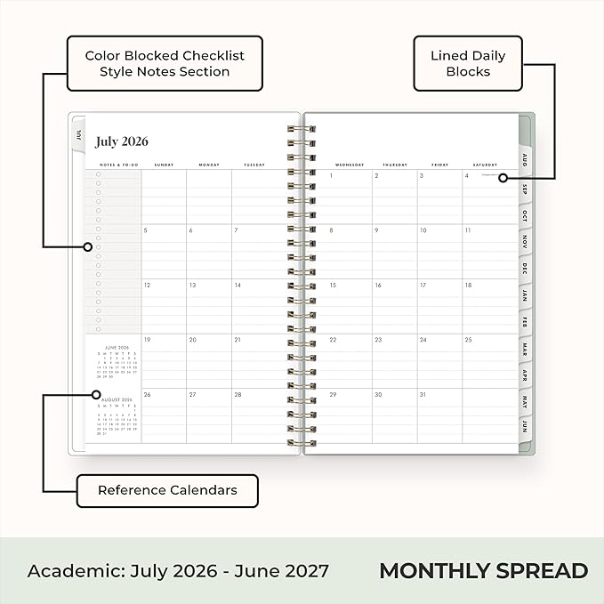 Blue Sky The Everygirl 2026-2027 Weekly and Monthly Academic Year Planner Calendar, July 2026 - June 2027, 5" x 8", Flexible Cover, Wirebound, Laminated Tabs, Storage Pocket, Includes Stickers, Marisa