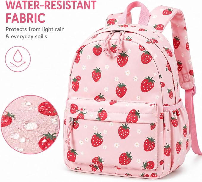 LOIDOU Toddler Backpack for Girls School Bookbags for Preschool Kindergarten Cute Backpacks (Strawberry Pink, S-12)