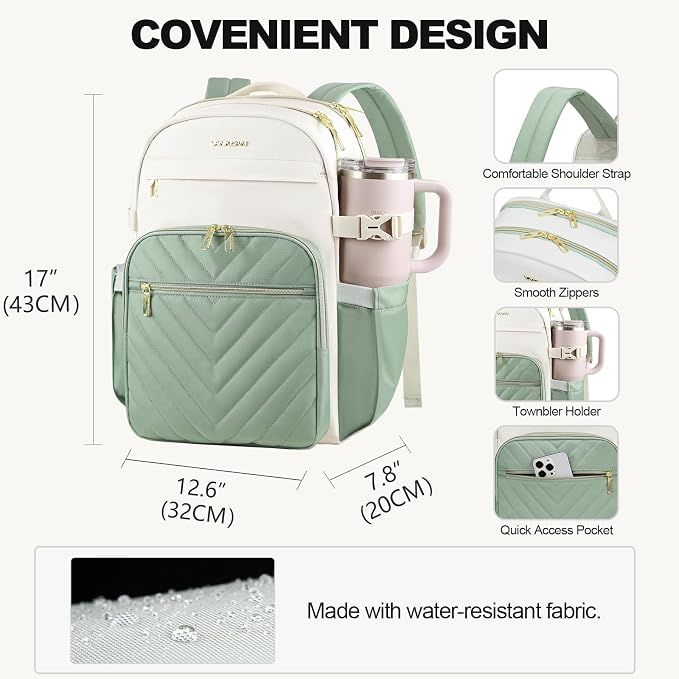 VANKEAN 15.6 Inch Laptop Backpack for Women Large Capacity | Waterproof Backpacks Stylish Travel Bags Casual Daypacks for College, Business