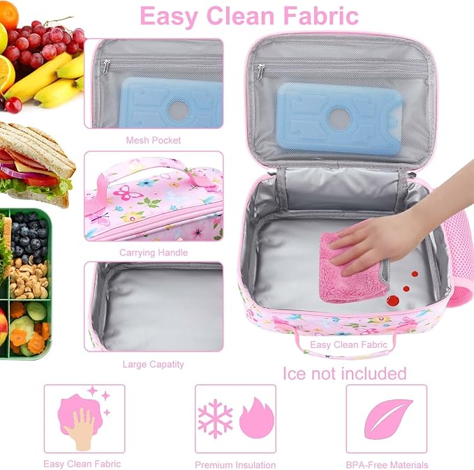 RHCPFOVR Kids Lunch Bag - Insulated Lunch Box for Boys Girls,Washable Lunch Bag and Reusable Toddler Leak-proof Lunchbox for School and Daycare