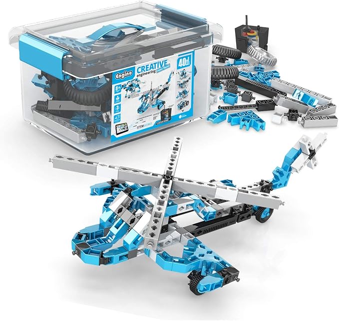 Engino Creative Engineering Kit, 40 Motorized Models for Kids 8+, Bulding Kit, Creative STEM Toys, STEM Projects for Young Inventors, Learning & Education Toys, Gift for Boys & Girls