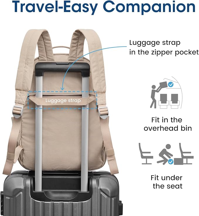 G4Free Small Backpack for Women, lightweight Daypacks for Travel School | Water-resistant Nylon Backpack, fits 13.3" laptop, Multi-pockets, Trolley strap, Comfy padded straps