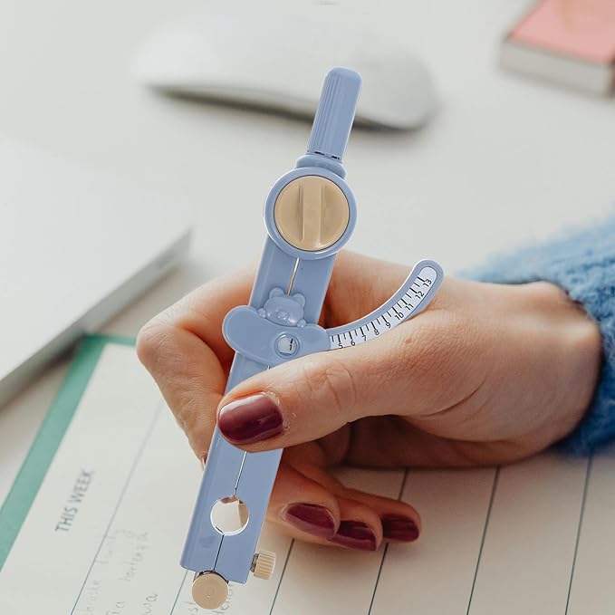 Alasum Multifunctional Math Compass Drawing Tool Locking Scale, Blue Drafting Compass Kit for School and Office Precision Geometry and Drafting Supplies