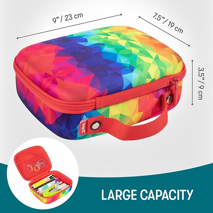 ZIPIT Jumbo Pencil Case for Girls, Cute Pencil Box for School, Large Capacity Stationery Organizer Box ,Kaleidoscope