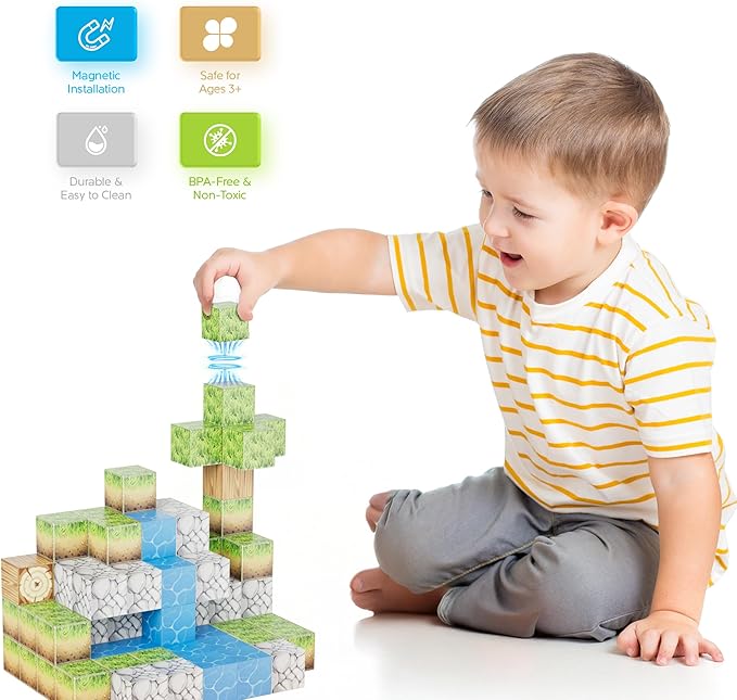 Contixo Kids Magnet Toys - ST14 145 PCs Magnetic Tiles, 3D Building Blocks, STEM Construction Creativity, Imagination, Recreational, Educational Block for Children Toddler Kids Ages 4-8