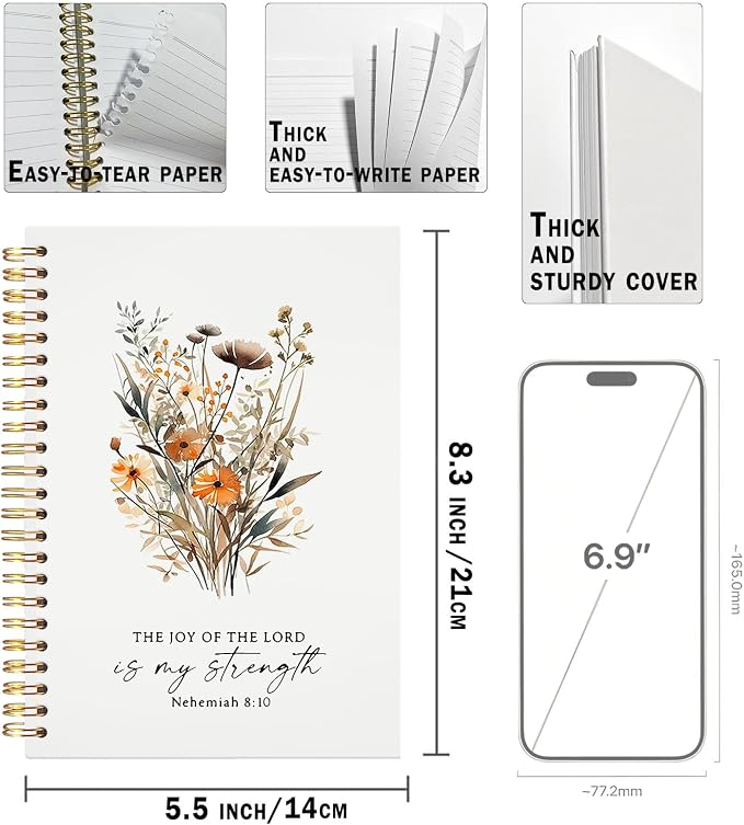 UTELKA Bible Journals, Floral Prayer Notebooks for Bible Notes, 5.5x8.3
