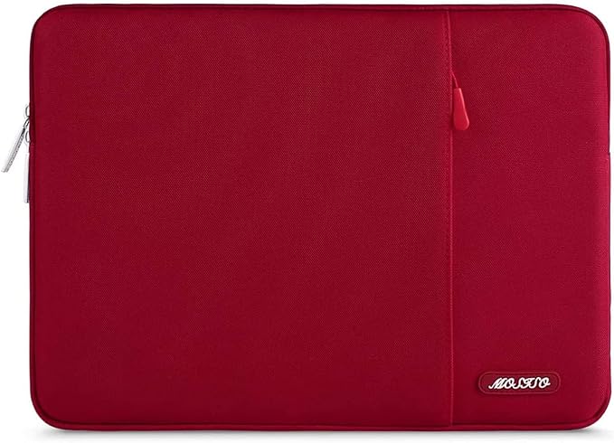 MOSISO Laptop Case 16 inch, 15-15.6 inch Laptop Sleeve Compatible with MacBook Pro 16 M5 M4 M3 M2 M1, HP Acer Dell Lenovo ASUS, Polyester Vertical Computer Sleeve Bag with Pocket, Red