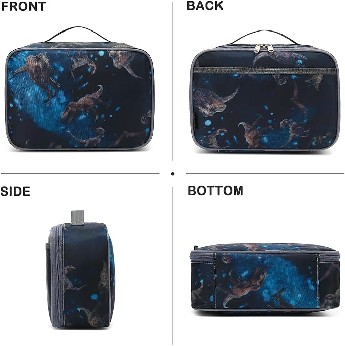 FlowFly Kids Lunch box Insulated Soft Bag Mini Cooler Back to School Thermal Meal Tote Kit for Girls, Boys, MyDinosaur