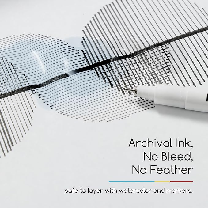 MEEDEN Micro Fineliner Drawing Pens: 2mm Chisel Nib, 6 Pack, Black Ink