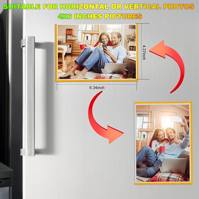 CHUNNIAO Yellow Magnetic Picture Frame 4X6 for Refrigerator 10 Pack,Photo Magnets Sleeves