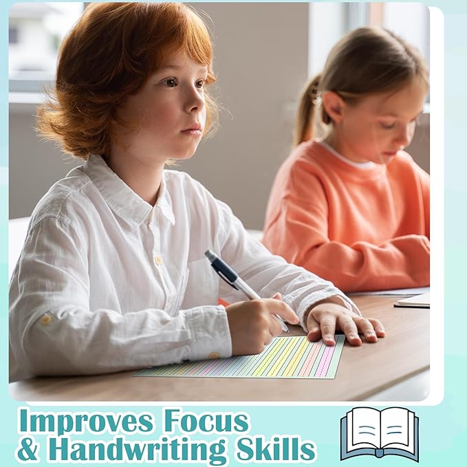 100 Sheets Handwriting Paper 8.5”x11” Double Side Colored Primary Writing Paper for Kids with ADHD 0.5” Tactile Writing Lines Spacing Multi-Sensory Ruled Handwriting Tablet Dysgraphia Pad for Children