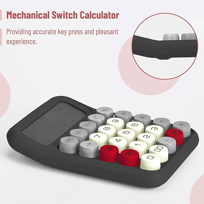 Mr. Pen- Mechanical Switch Calculator, 12 Digit Large LCD Display, Slate Grey with Big Buttons, Mechanical Switch Calculator for Home, School, Office