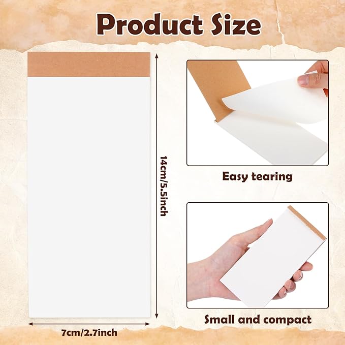Eaasty 20 Pack Blank Scratch Pads with Kraft Cover 5.5" x 2.7" Blank Page Tear-off Memo Note Pads Small Pocket Checklist Notebooks for Office, Teacher, Grocery Lists, Planning and Organization