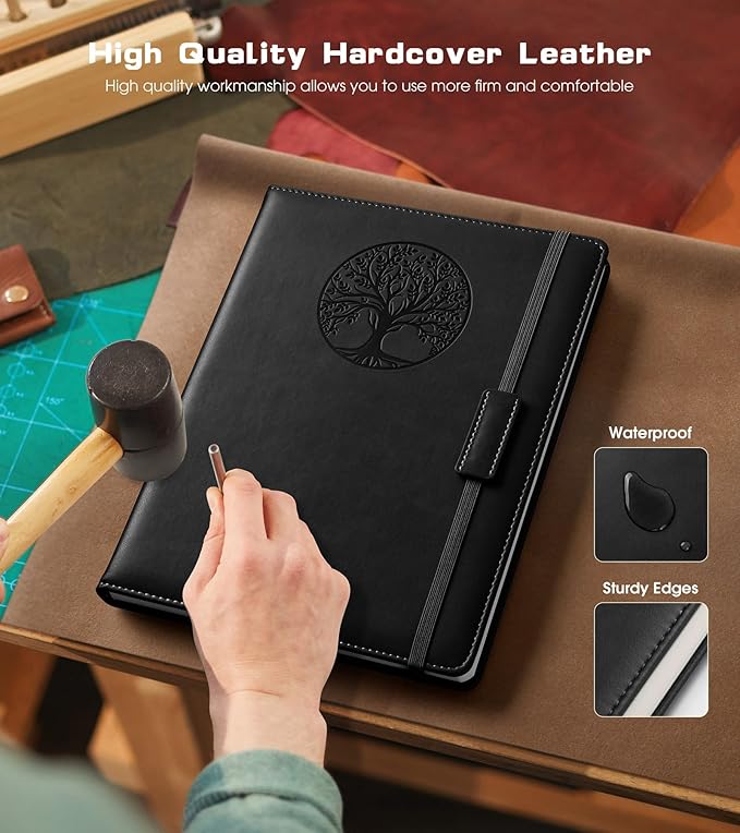 Lined Journal Notebook for Women Men,256 Thick Pages,A5 Hardcover Vintage Leather Journal for Writing,Travel,Business,Work, School,College Ruled Notebooks for Note Taking,Daily Diary 5.7"×8.3"