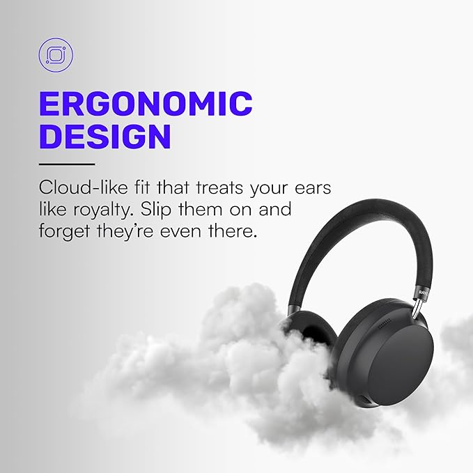 Raycon Essential Bluetooth Headphones - Over The Ear, Active Noise Cancelling Wireless Headphones + Awareness Mode, Bluetooth Headset with Mic, 50 Hours of Battery Life (White)