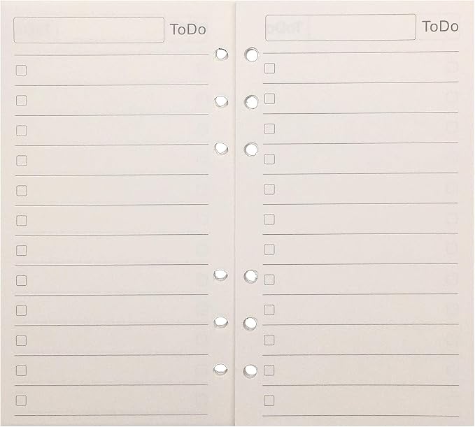 Zelten Refill Paper/Loose Leaves for A5 A6 B5 A4 Cover Round Ring View Binder File Folder (A6 6 Holes, Refill ToDo Paper)