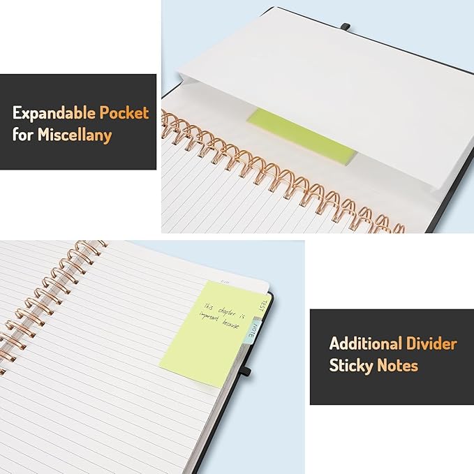 Forvencer Lined Spiral Journal Notebook with 300 Numbered Pages, A5 Thick Journals for Writing with 100GSM Paper, Hardcover Notebooks with Contents for Work, School,olive green