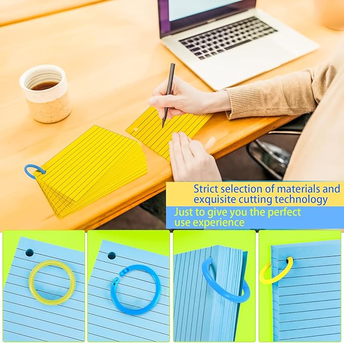 280Pcs Colored Index Cards 3x5 Inch Flash Cards with Rings Lined Note Card Flashcards, Colorful Ruled Card Pad Index Note Books 3 x 5 Notecards for Studying School Supply College Office
